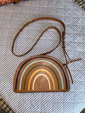 Madewell Tan Leather Rainbow Crossbody Bag